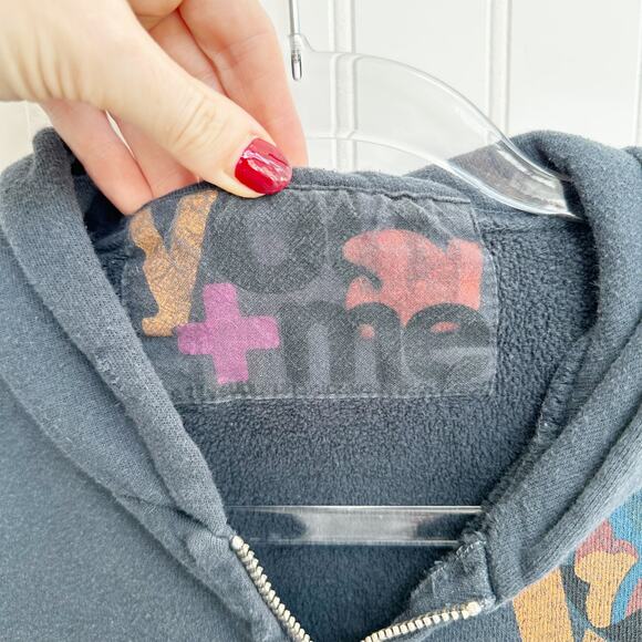 freecity sweatshop Gray Hand You + Me Full Zip Up Hoodie Sweatshirt - Picture 3 of 6